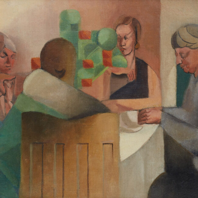 Heliodore Hawthorne, Some of Grace Crowley's Port Macquarie class 1930 1930 oil on canvas on board, 34 x 52 cm, Into the Light Collection 2022, Sheila Foundation